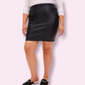 Black Faux Pleather Mini Skirt
